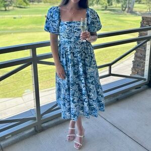 Abercrombie Poplin Puff Sleeve Midi Dress